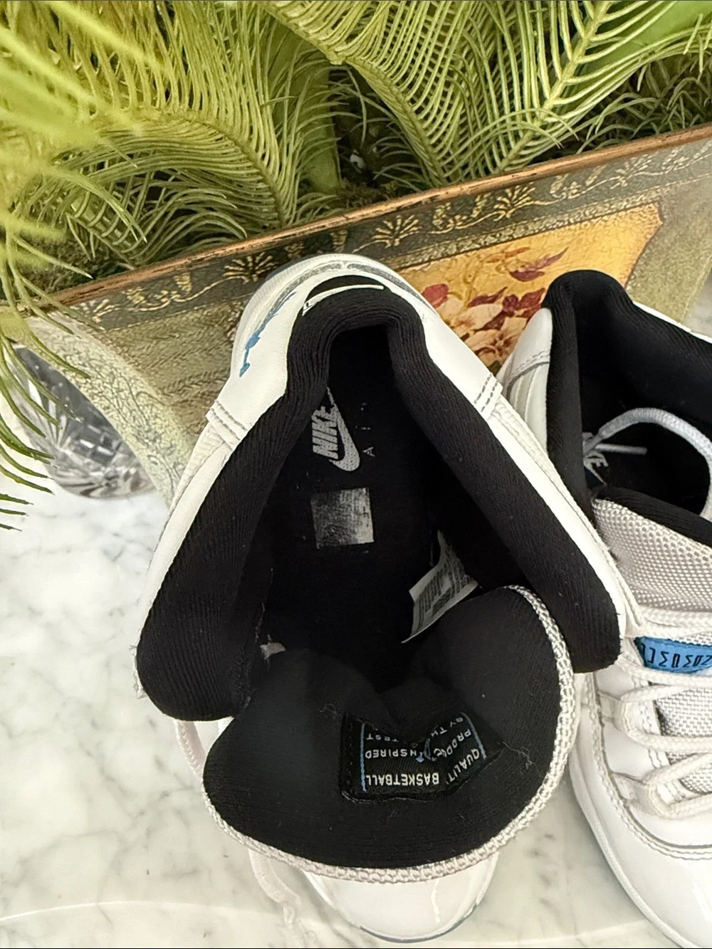 Jordan Kids White and Light Blue High-Top Sneakers